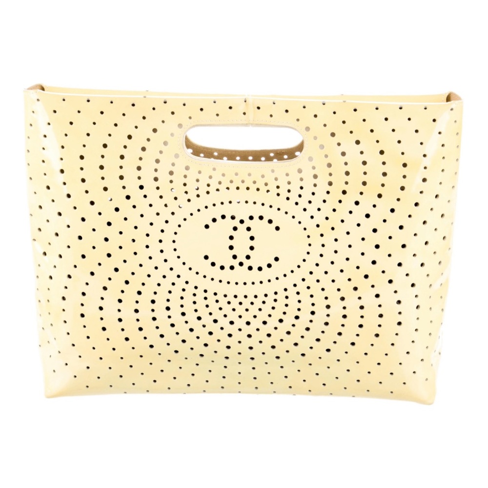 Authentic Chanel Perforated Patent Leather Clutch